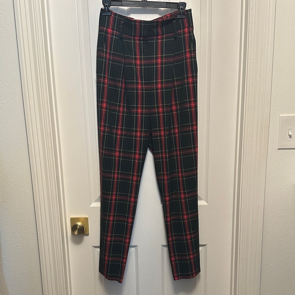ANTONIO MELANI Black and Red Plaid Women’s Trousers